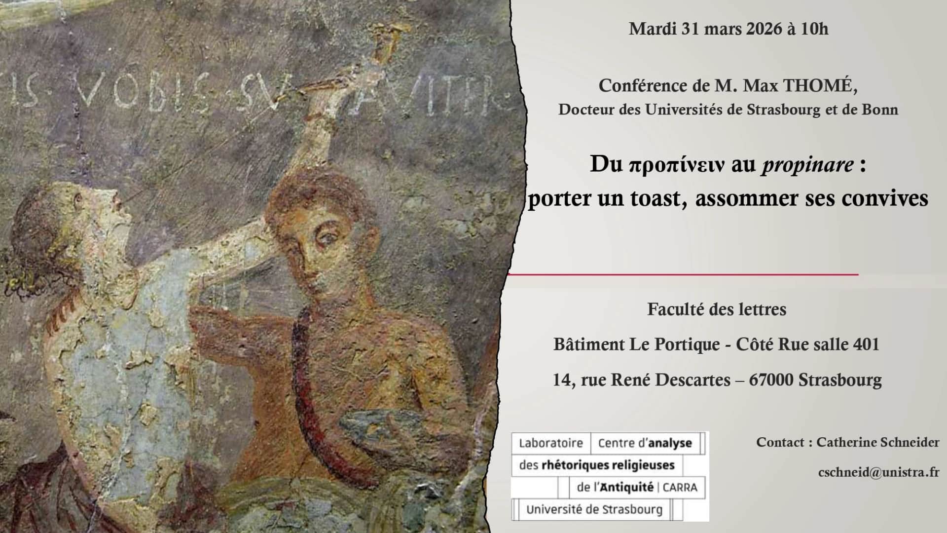 Conférence de M. Max Thomé - "Porter un toast, assommer ses convives"